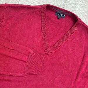 Mario Gilberti Size Large Men's V-Neck Sweater Red 100% Fine Merino Wool ITALY